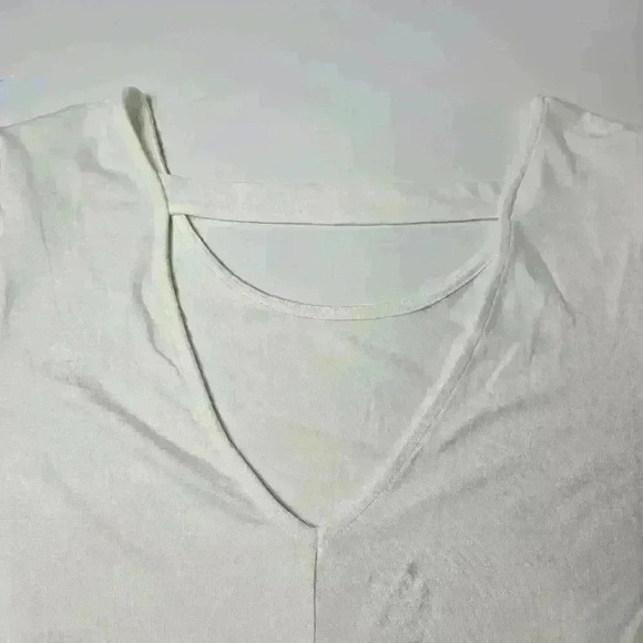 Maurices V Back White Flutter sleeve Top Medium - Picture 6 of 7